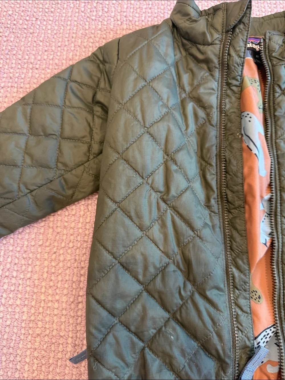 Patagonia Kids Olive Green Quilted Puffer Jacket